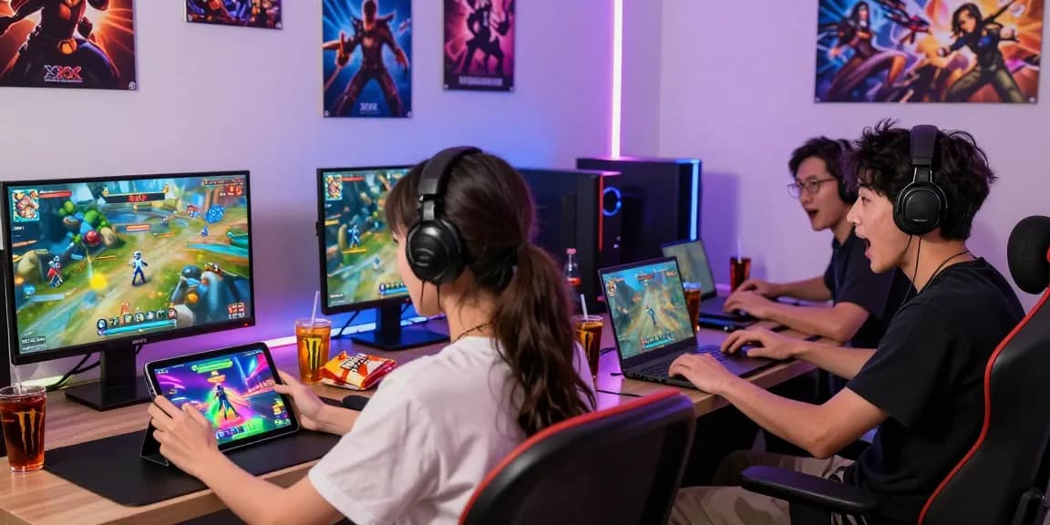 Engaging scene of players enjoying xxx games on different devices, reflecting a vibrant gaming atmosphere.