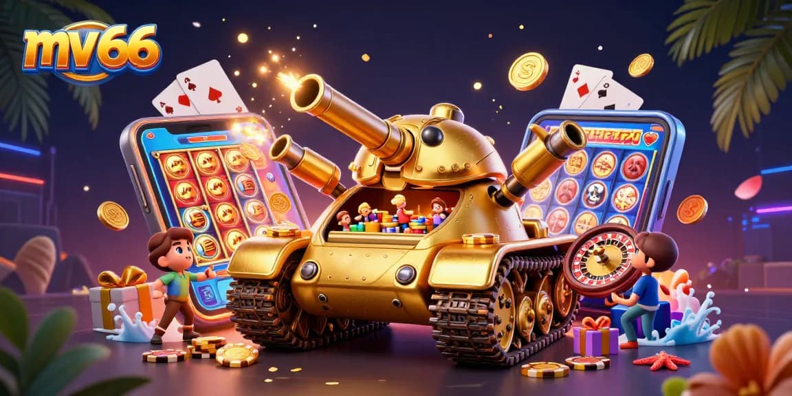 Experience thrilling options with mv 66, featuring a vibrant 3D casino scene bursting with excitement.