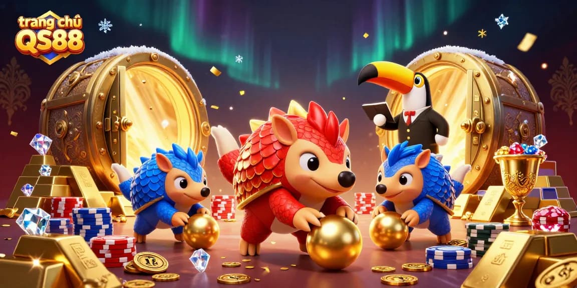 Experience high-stakes action at trang chủ QS88 with vibrant casino-themed pangolins.
