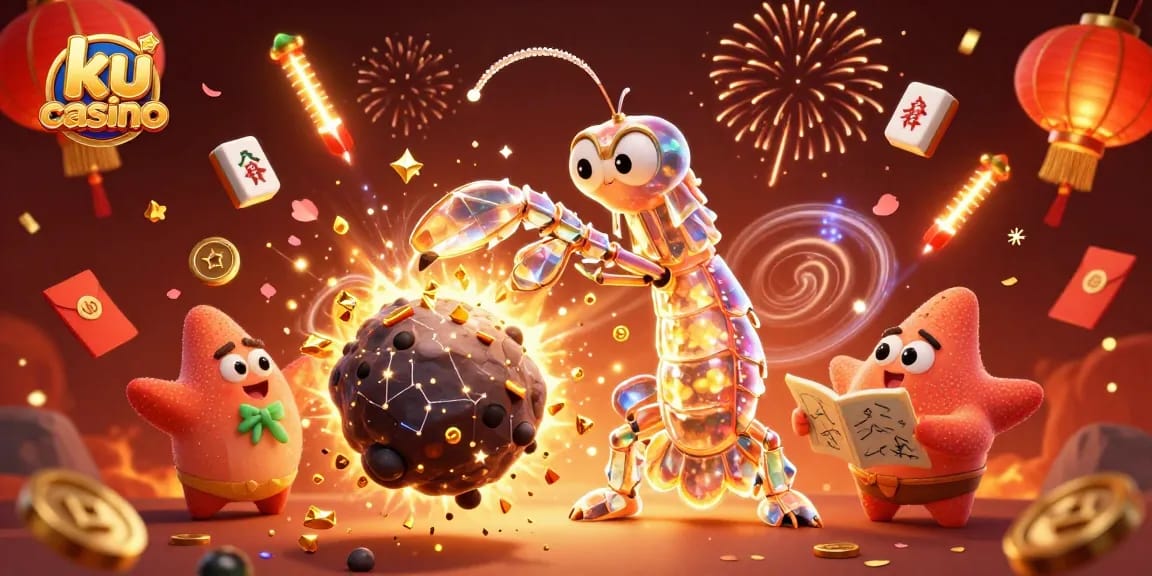 Engage in gaming adventures at ku casino with a 3D illustration showing action-packed galactic champions.