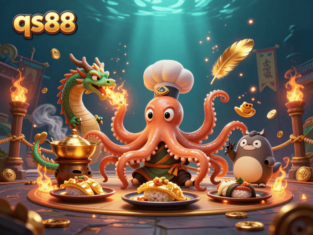 Engage in thrilling bets with qs88 at the dynamic casino scene featuring vibrant characters and game elements.