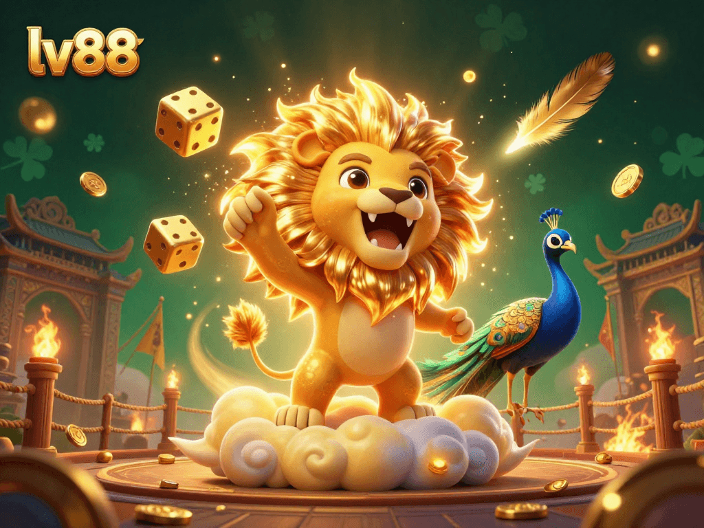 Experience thrilling action at lv88 with a vibrant casino scene featuring dynamic characters and golden gaming elements.