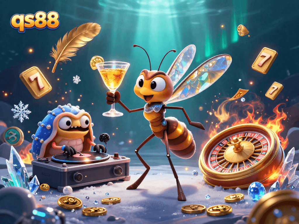 Experience exhilarating gameplay at qs88 with a lively casino scene featuring unique characters and exciting elements.