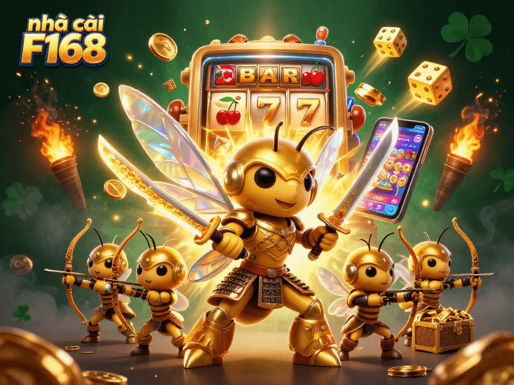 Engage with nhà cái F168 and experience thrilling jackpots in a vibrant casino illustration.