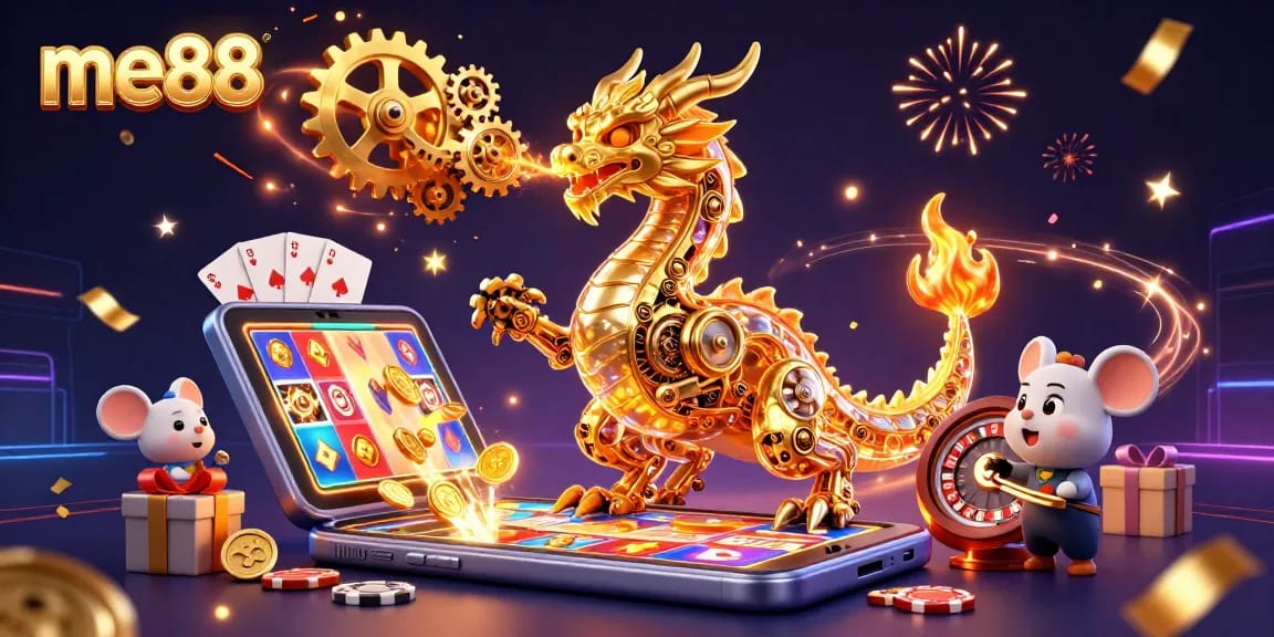 Experience the excitement of me88 with immersive gaming as golden coins flow amidst vibrant slot games.