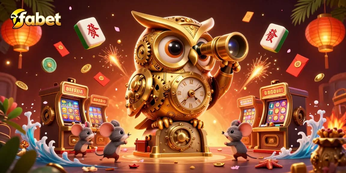 Experience the thrill of fabet with a dynamic casino scene featuring a golden owl and exciting gaming elements.