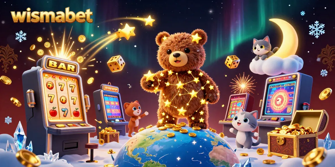 Experience thrilling gaming adventures with wismabet's celestial casino illustration bursting with excitement.