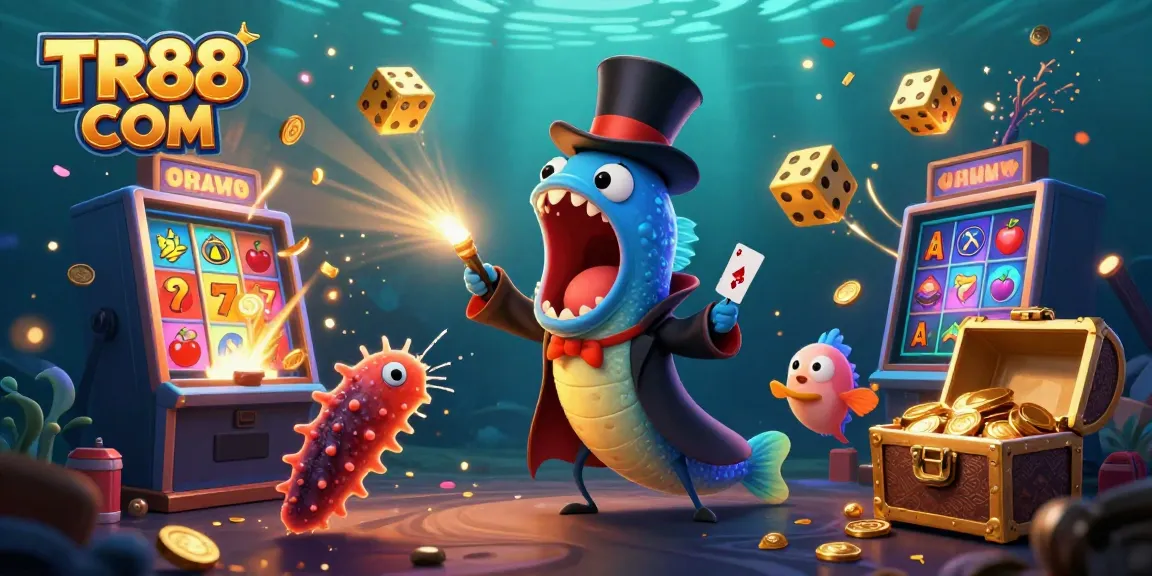 Experience thrilling magic and excitement with TR88 COM, featuring underwater characters and lively casino elements.