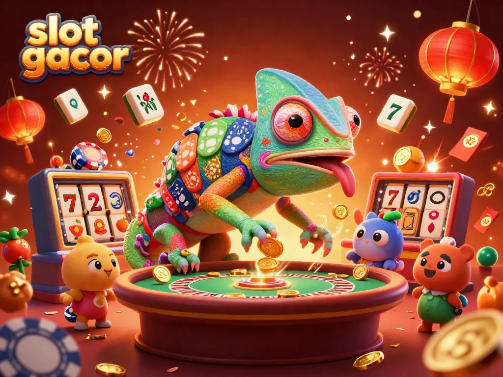 Players experience the thrill of slot gacor with vibrant illustrations and dynamic casino elements.