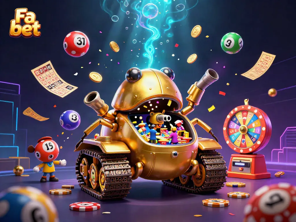 Experience the dynamic world of Fa bet with thrilling gaming elements in a vibrant, 3D casino scene.