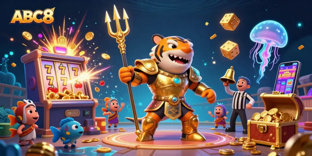 Experience thrilling action with ABC8 in a vibrant underwater colosseum packed with casinos elements.