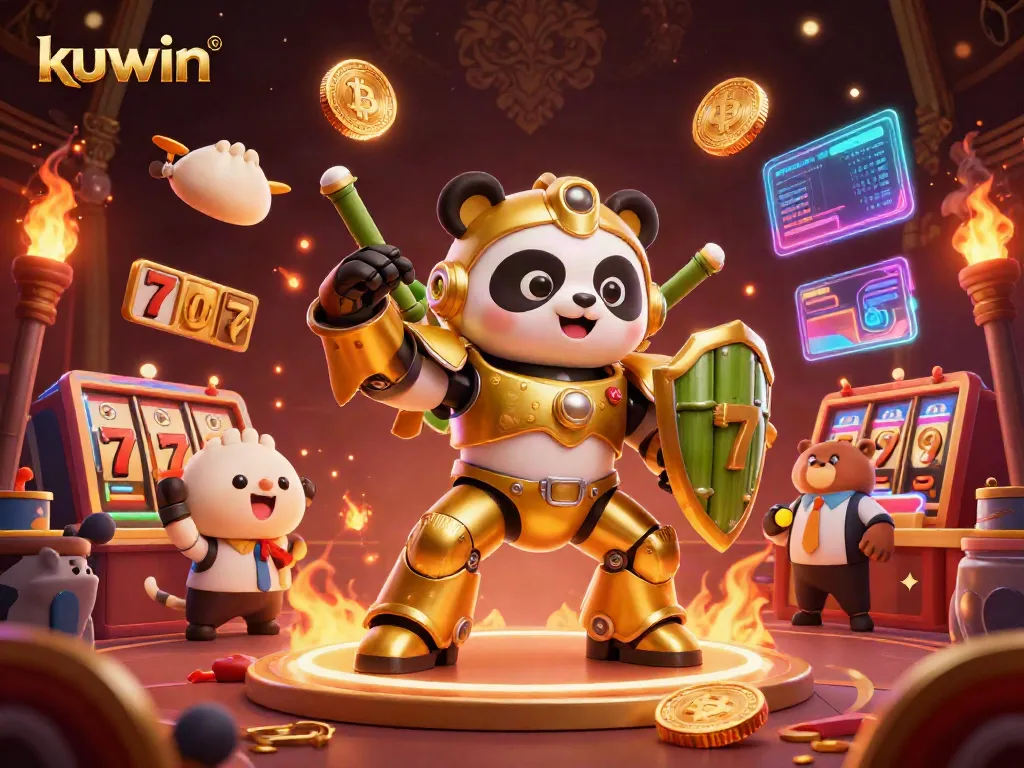 Kuwin gamer's paradise comes alive with the golden panda pilot and vibrant casino scene.