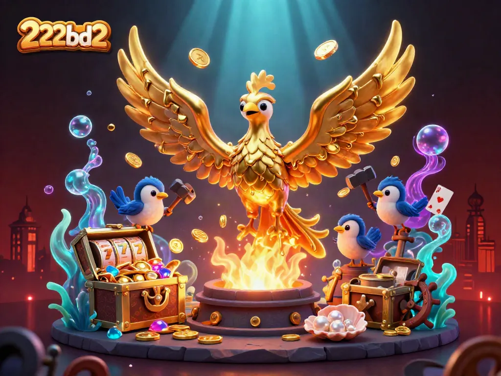 Experience the thrill of 222bd2 with a golden phoenix and vibrant casino elements.