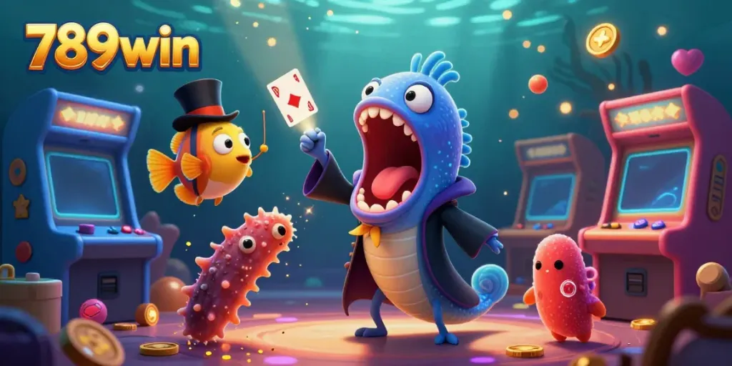 Experience thrilling casino magic with 789win as colorful characters perform stunning tricks underwater.
