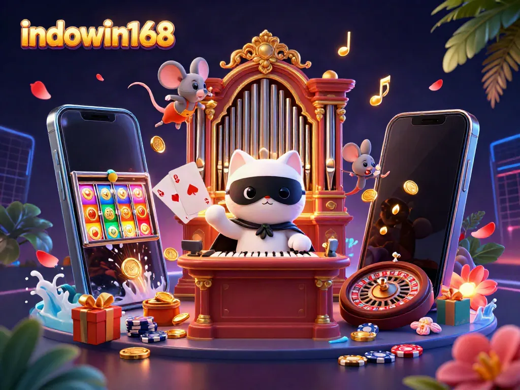 Indowin168 menampilkan pengalaman permainan slot online dengan karakter unik dan elemen kasino yang menarik.