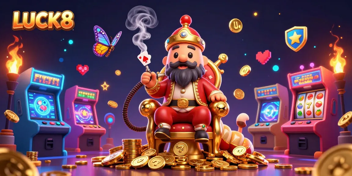 Spin to win with LUCK8, a vibrant 3D casino illustration featuring unique characters and rich gaming elements.