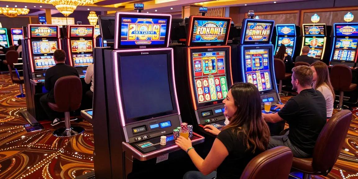 Exciting slot gaming experience with diverse players celebrating wins at illuminated machines.