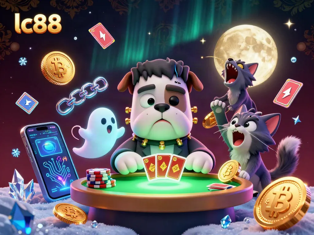 Experience the thrill of lc88 with a unique casino scene featuring ghosts and crypto coins.