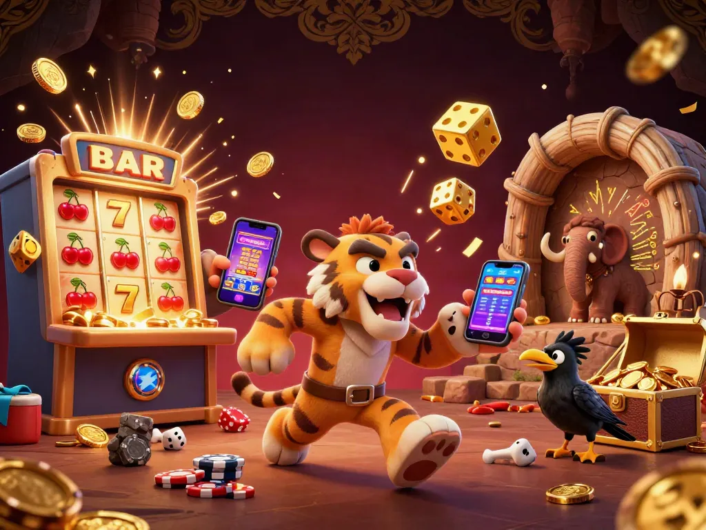 Experience thrilling gameplay at 7M casino with a dynamic prehistoric scene filled with exciting casino elements.