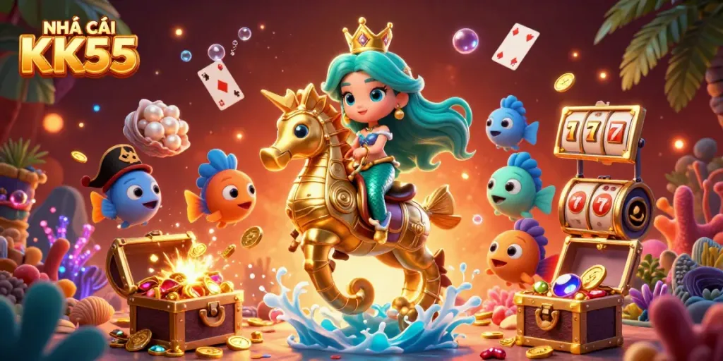 Join the excitement with NHÀ CÁI KK55 featuring vibrant characters and thrilling gaming elements.