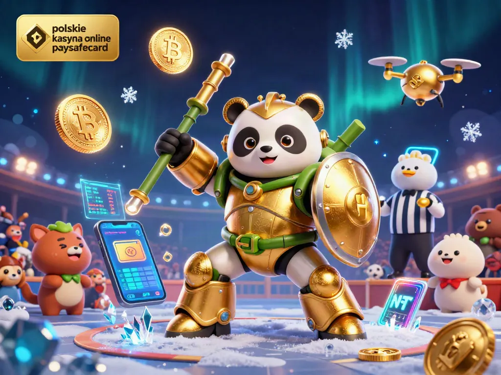 Engage with polskie kasyna online paysafecard through an immersive 3D Asian casino scene showcasing golden panda in mech-suit.