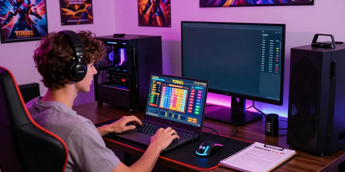 Player enjoying Togel games on davo 88 in a vibrant gaming room with modern accessories.