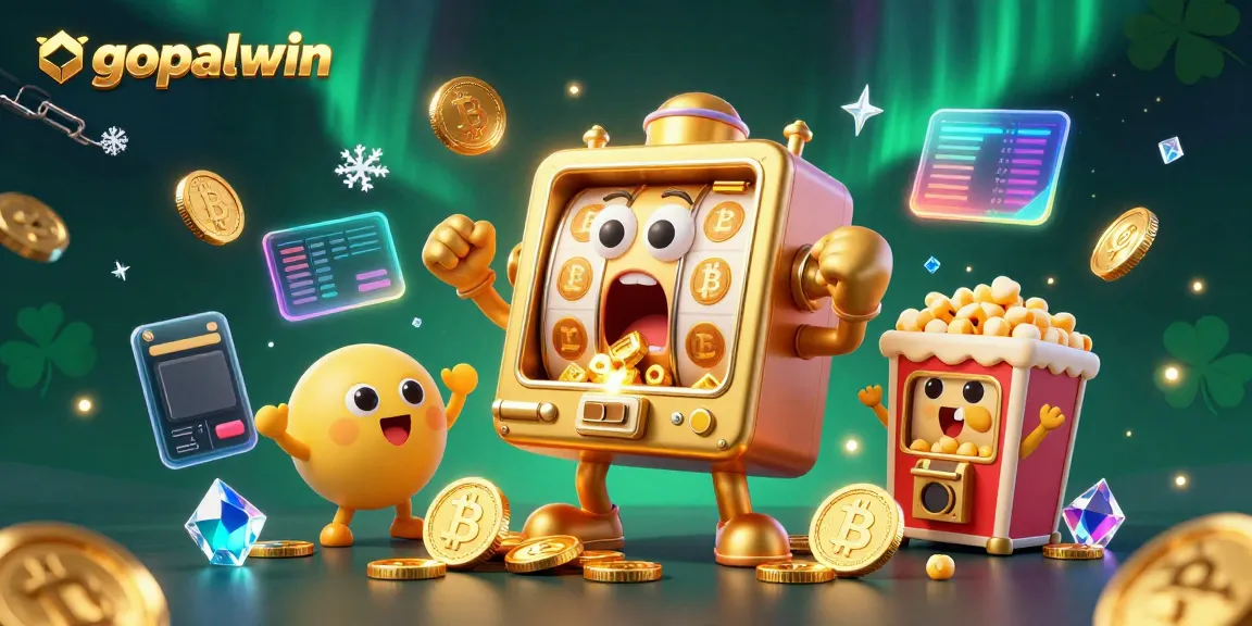 Cheerful slot machines celebrating a jackpot spill with gopalwin coins in a vibrant casino illustration.