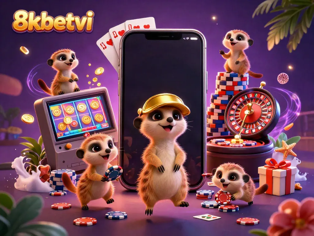 Engage with vibrant casino action showcasing 8xbetvi meerkats running the operation with excitement.