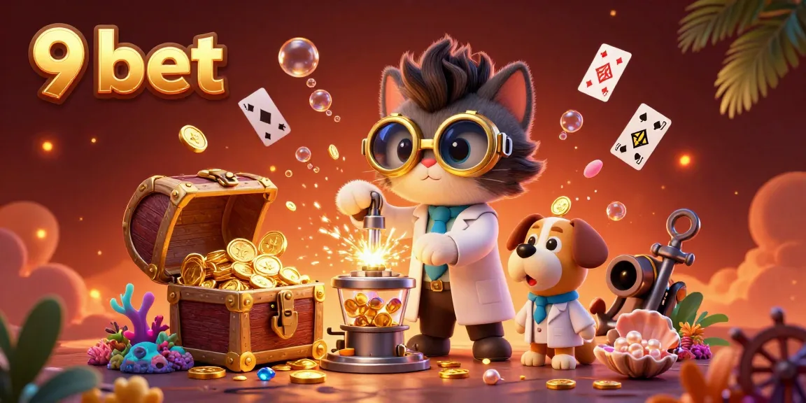 Experience thrilling gameplay with 9 bet's exciting rewards in this dynamic 3D casino illustration.