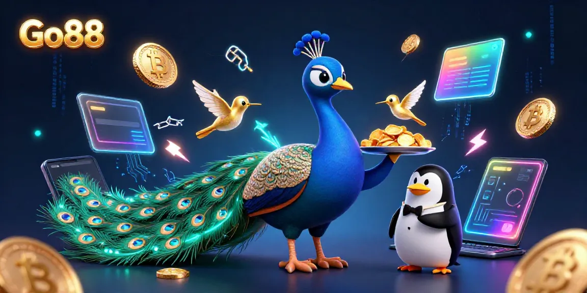 Win big on Go88 with this vibrant 3D illustration showcasing exciting casino elements.