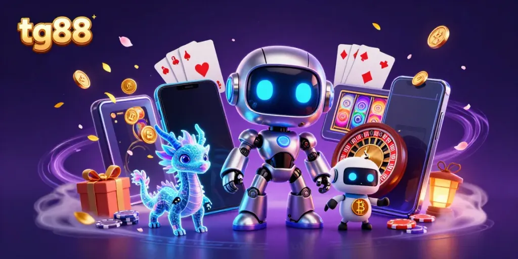 Spin to win at tg88 with vibrant slot games and thrilling 3D characters in a dynamic casino scene.