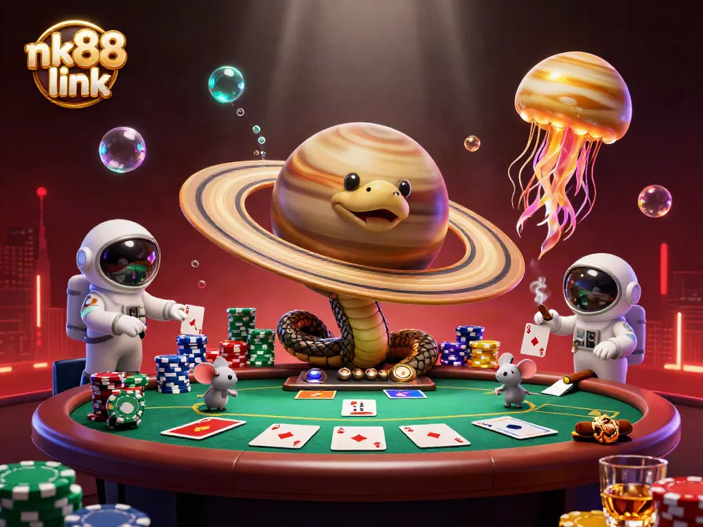 Engage with the nk88 link in a lively 3D scene of cosmic gambling fun and betting action.
