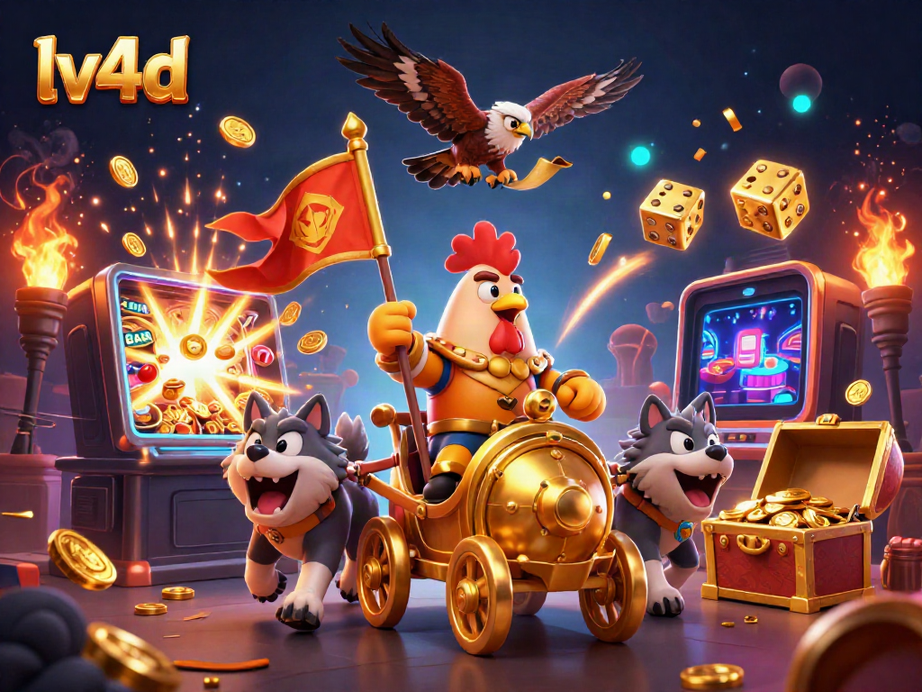 Spin the reels with lv4d's thrilling slot machines amidst a vibrant casino scene.
