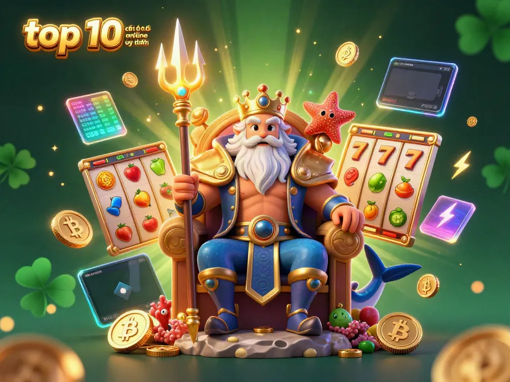Engage with top 10 nhà cái lô đề online uy tín in a vibrant casino scene featuring the sea king Neptune.