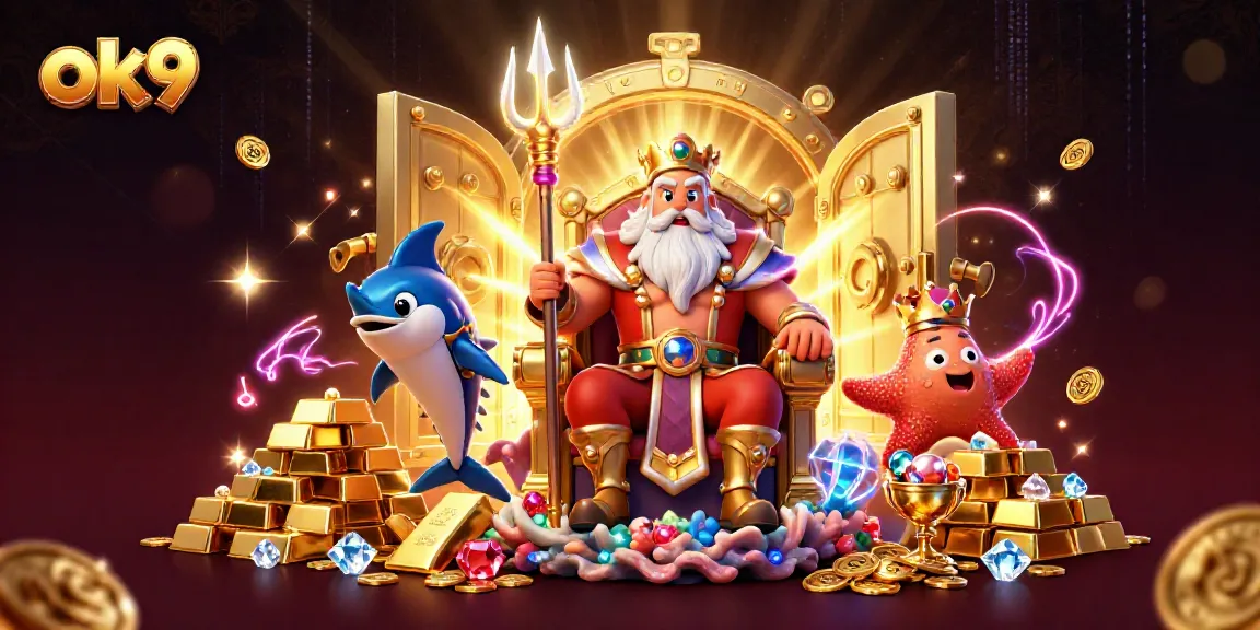 Experience the thrill of ok9 with Neptune and riches in a vibrant casino scene.