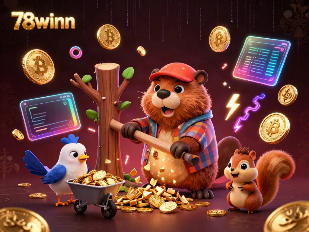 Join the excitement at 78winn with cartoon characters collecting golden coins in this vibrant casino illustration!