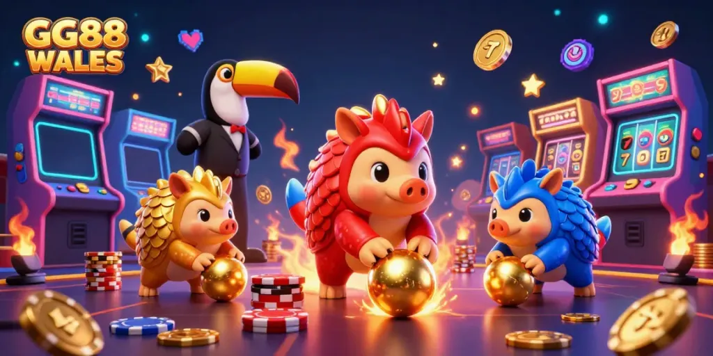 Experience thrilling gameplay at GG88 WALES with rival pangolins navigating casino treasures.