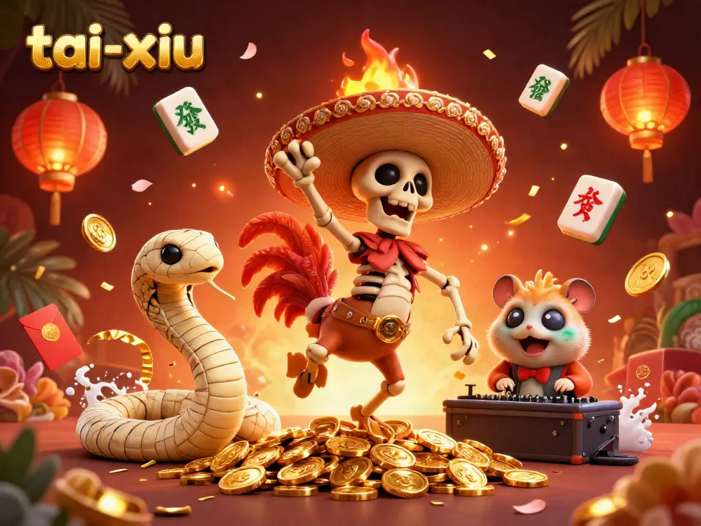 Play Tai Xiu with excitement as 3D characters dance on golden coins, capturing the luck of the game.