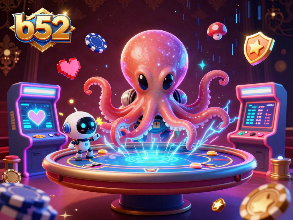 Experience thrilling games at b52 with an extraterrestrial octopus playing poker in a cosmic casino