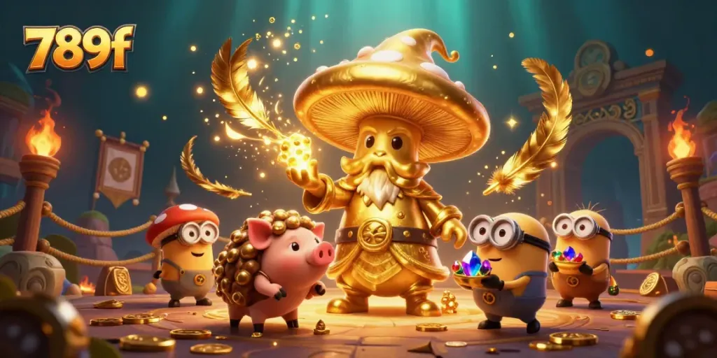 Join the action with 789f as a golden wizard and magical creatures in a vibrant casino adventure.