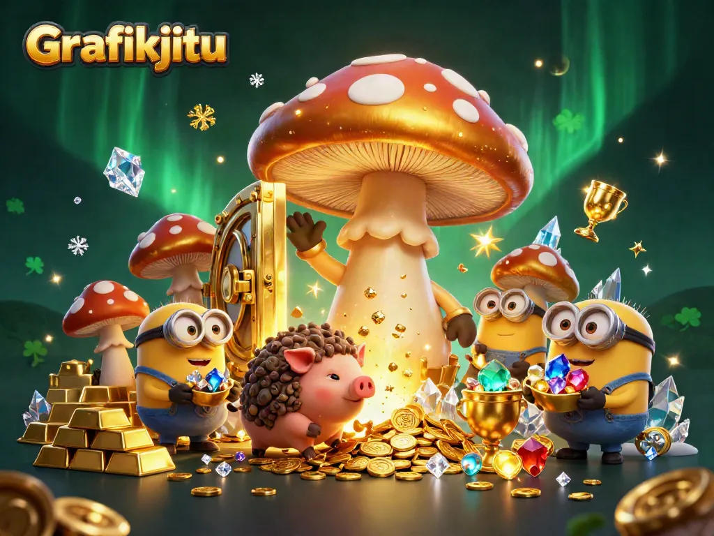 Experience the magic of Grafikjitu with a golden wizard and treasure in an enchanting casino scene.