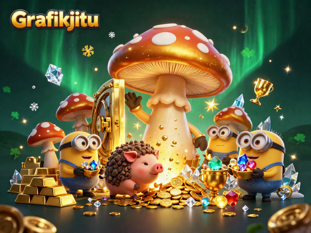 Experience the magic of Grafikjitu with a golden wizard and treasure in an enchanting casino scene.