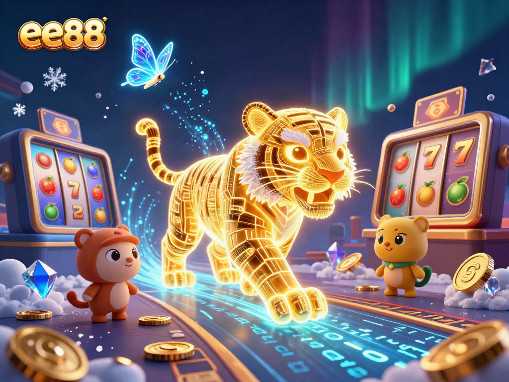 Experience the thrilling energy of ee88 in this vibrant casino scene with dynamic gaming elements.