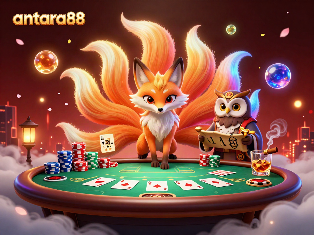 Experience vibrant gameplay with antara88 through a dazzling poker scene filled with mystical characters.