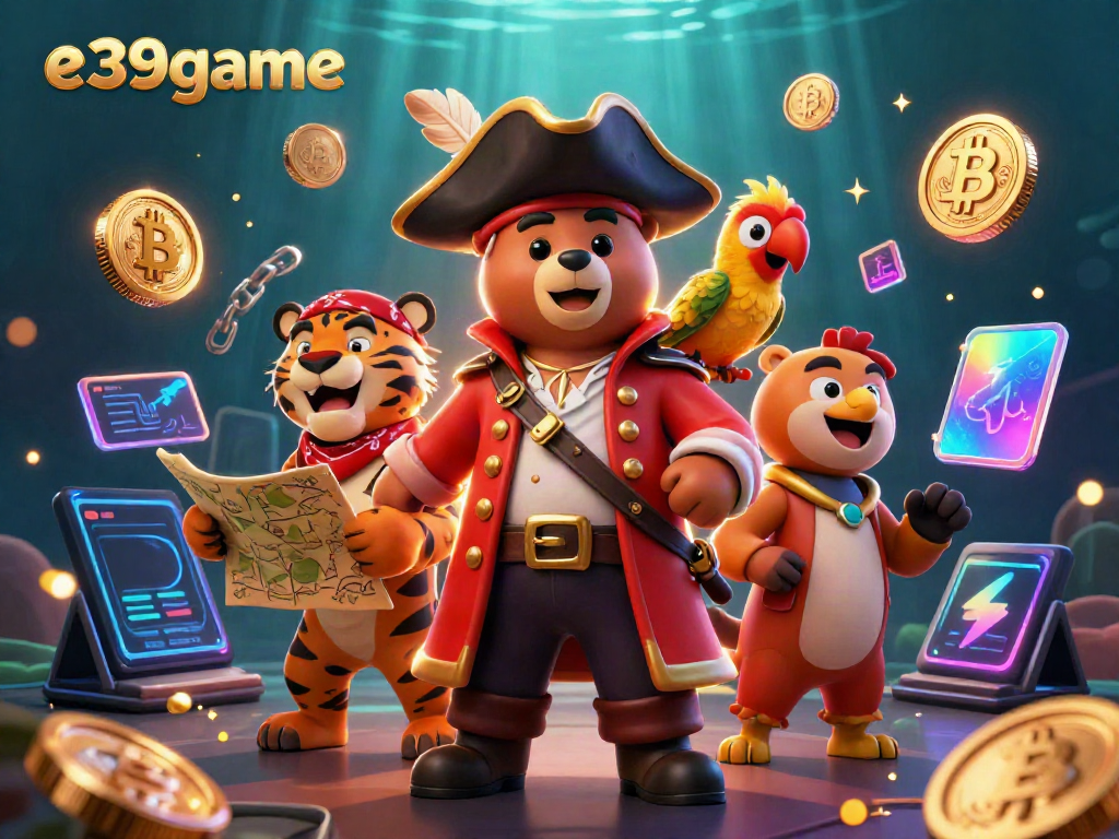 E39game pirates strategizing for winning big in cryptocurrency and gaming.