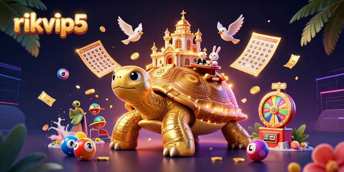 Experience excitement with rikvip5's vibrant casino scene featuring a golden tortoise and dynamic game elements.