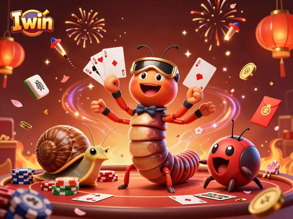 Experience the thrill of "I win" at a vibrant poker game with a lively 3D illustration highlighting animated characters and dynamic elements.