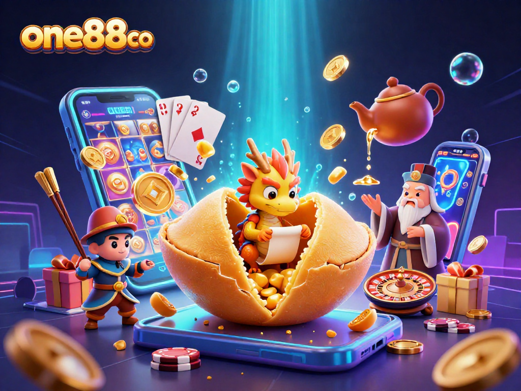 Engage with one88co's dynamic gaming experience featuring vibrant 3D elements and colorful slot games.