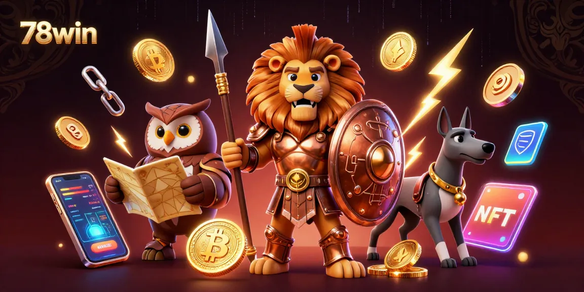 Engage with 78win casino's vibrant slot games through a rich illustration featuring dynamic characters.
