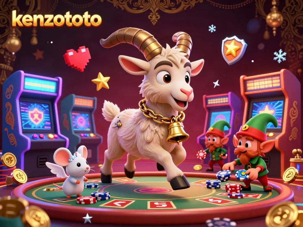 Kenzototo casino scene featuring festive characters amid dynamic game elements and a spooky atmosphere.